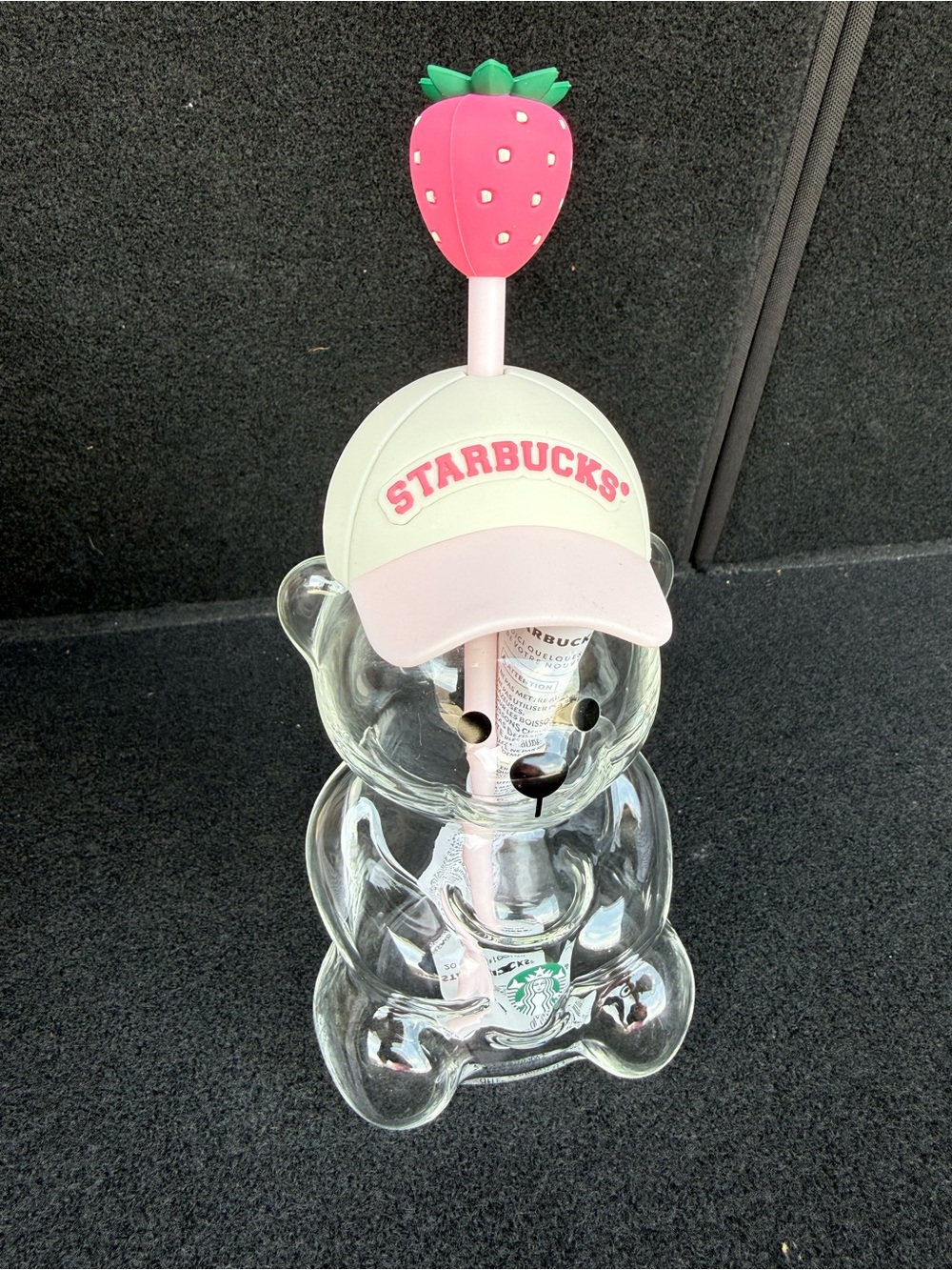Authentic Real USA Starbucks Pink Barista July Drink Strawberry Bear Cup Glass - Picture 3 of 3